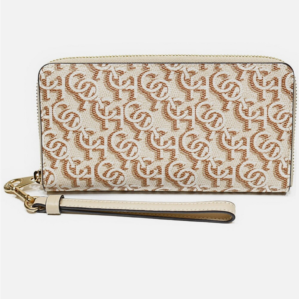 Coach Beige and White Monogram Wristlet - Picture 3 of 9